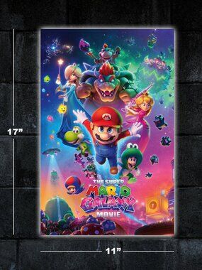 Super Mario Galaxy movie poster - 11x17 wall art print merch video game bowser
